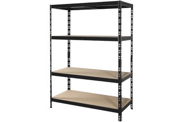 Міцний стелаж 178,5 x 130 x 60 см, чорне порошкове покриття ширина 130 см 4 полиці, кожна з максимальним навантаженням 250 кг Полиця для зберігання, металева полиця, полиця для підвалу