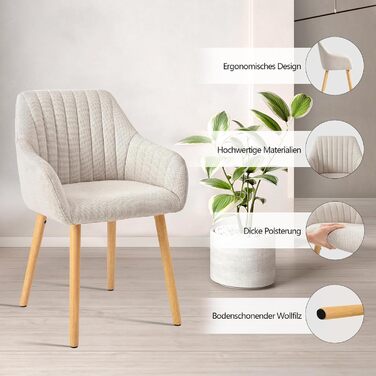 Крісло Обідній Набір з 4 Предметів Бежевий Дерев&39яний Набір Крісло М&39яке Крісло з Підлокітниками Їдальня Кухонний Крісло Вітальня Крісло з Поліестеру Набір з 4 Предметів Бежевий-поліестер