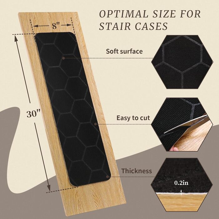 Сходинки для дерев&39яних сходів для приміщень, 20,3 x 76,2 см, чорні, 15 шт.