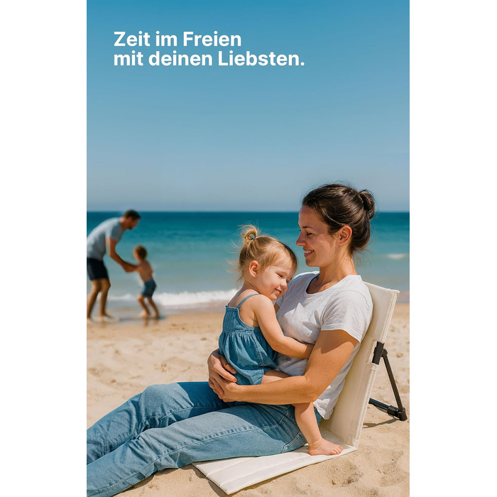 Пляжний набір Menz, 2 шт. пляжний килимок зі спинкою, портативний підлоговий стілець, легкий складний пляжний шезлонг, складний пляжний килимок із сумкою, для кемпінгу та пікніків, бежевий