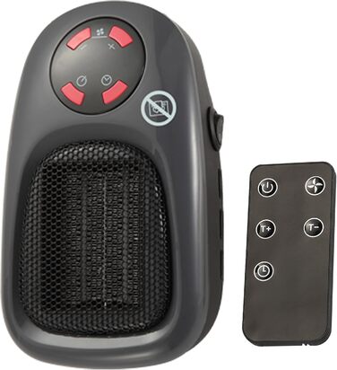 Міні-вентилятор Balderia SH500 - керамічний нагрівач потужністю 500 Вт для підключення до мережі, площа обігріву до 20 м, регульований термостат 1530 C, таймер до 12 годин, захист від перегріву, пульт дистанційного керування, компактний