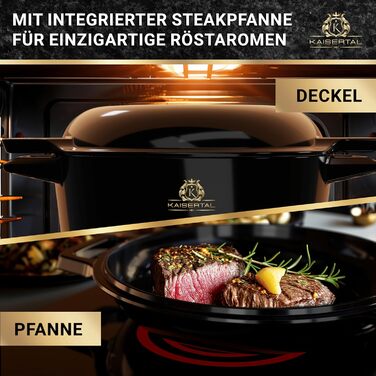 Чавунна каструля KAISERTAL - емальована каструля 26 см з кришкою 4,8 л та чавунна каструля 1,8 л - чавунна жаровня з кришкою індук