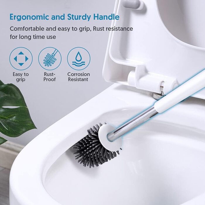 Щітка для туалету силіконова, туалетна щітка та контейнер ENSPOWAY, гнучка туалетна щітка для настінного та стоячого сушіння, набі