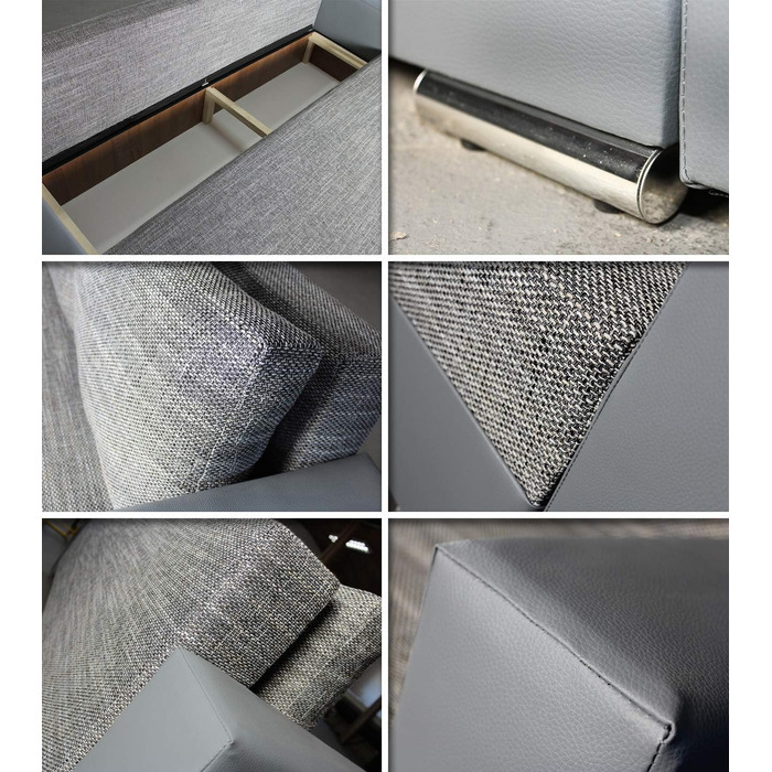 Диван-ліжко Bird - диван зі сном та відділенням для зберігання речей, розкладний диван, розкладний диван з хромованими ніжками, кушетка, комплект диванів, комплект диванів (Білий Сірий (Dolaro 511 Berlin 01))