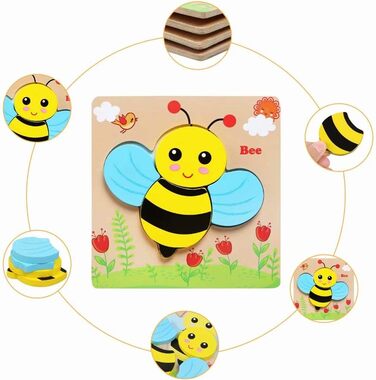 Дерев&39яний пазл, дерев&39яна іграшка Afufu від 1 2 3 років, 4 елементи, дерев&39яний пазл Монтессорі іграшка для малюка, тварина