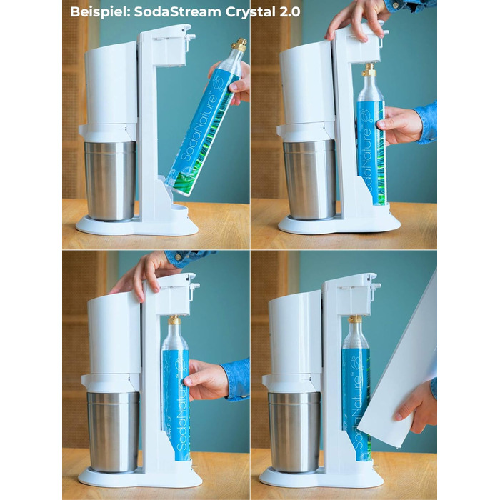 Преміальний 60-літровий циліндр CO2 для SodaStream (крім QC), Aarke тощо Нові та вперше заповнені в Німеччині Природна вугільна кислота на 60 літрів 10 років TV 425 г