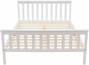 Двоспальне ліжко Merax з дерев&39яним каркасом 140 x 200 см, білий, з рейковою основою та високим узголів&39ям, для дорослих, дітей, підлітків, каркас ліжка з сосни, білий