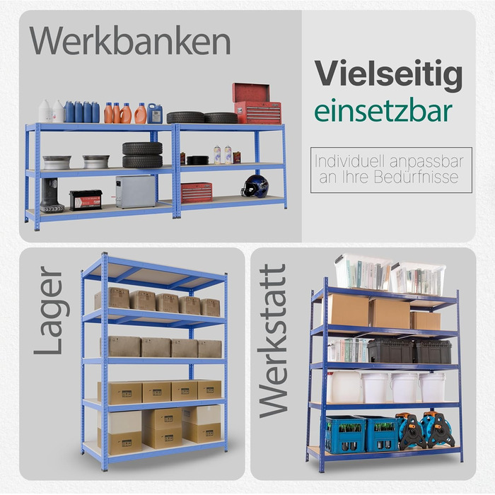 Міцний стелаж 180 x 150 x 60 см, вантажопідйомність 1000 кг, стелаж для зберігання, підвищена міцність сталі, металевий стелаж, стійкий до цвілі, стелаж для підвалу, стелаж без болтів, стелаж для майстерні (150 см з інструментами)