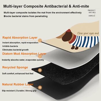 Протиковзкий килимок KINGGOO з діатомової землі для кухні, швидковисихаючий та абсорбуючий, миється, протиковзкий килим для зони кухонної раковини 60x180 см, діатомова земля