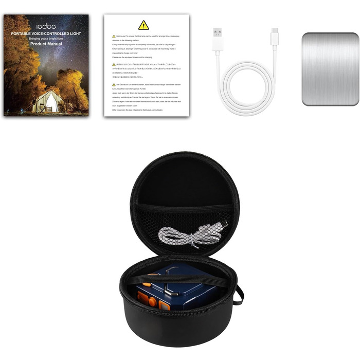 Акумуляторний кемпінговий ліхтар з голосовим керуванням, 10000 мАг, 3000 лм, 4 режими світла, портативне вуличне освітлення з голосовим керуванням, водонепроникні ліхтарі для намету (IPX4).