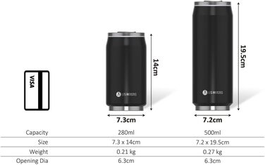 Ізольована пляшка для пиття Les Artistes Paris Pull can&39IT з нержавіючої сталі та поліпропілену кольору Eden, 280 мл, розміри 7,2 см x 7,2 см x 14 см, A-6828 280 мл Різнокольоровий