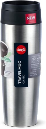 Дорожня кружка Класична ізольована кружка 0,5 літра, нова зручна кришка, що закручується, нержавіюча сталь, зберігає напої гарячими 6 годин і холодними 12 годин, 100 герметична, можна мити в посудомийній машині, отвір для пиття на 360, нержавіюча сталь, 2