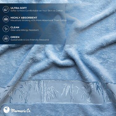 Набір розкішних м'яких рушників Marmaris Co, віскоза з бамбука та турецької бавовни, 3 шт. и, синій