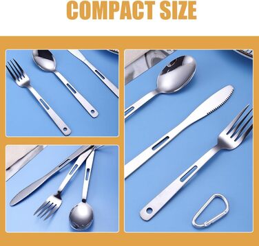 Дорожні столові прибори з нержавіючої сталі, кемпінгові столові прибори, посуд, 5 предметів з сумкою для пікніків, походів, барбекю