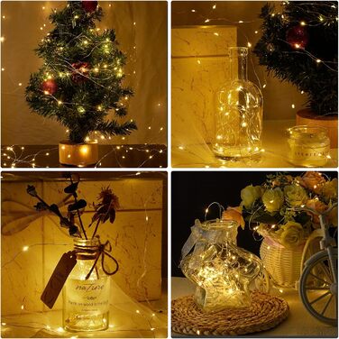 Світлодіодна батарея казкових вогнів, 20 шт. 1M 10 світлодіодів теплі білі внутрішні казкові вогні з акумулятором для спальні, веч