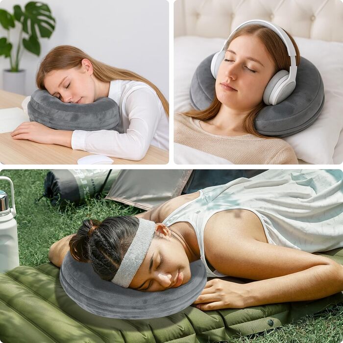 Подушка для проколювання вух Winmany зі знімним плюшевим чохлом для сну на боці, кругла подушка-пончик для захисту вух, знеболення, можна прати (темно-сіра, стандартна) Темно-сіра стандартна