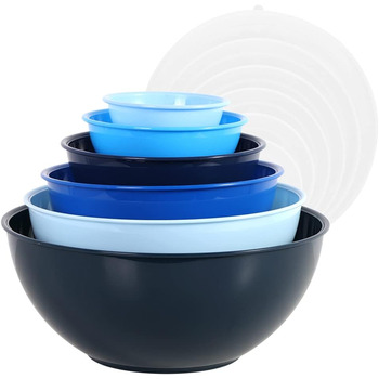 Набір мисок для змішування BoxedHome з кришками, миски для змішування, упаковка з 12 мисок для змішування, пластикова салатниця Не