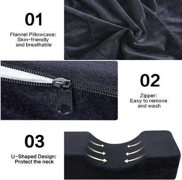 Подушка для вій - косметична подушка з піною з ефектом пам&39яті та оксамитовою наволочкою, подушка для нарощування вій з додатковим нахилом для комфортної підтримки шиї та спини.