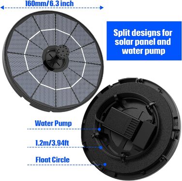 Відкритий сонячний фонтан AISITIN зі знімною сонячною панеллю 2,8 Вт, відкритий сонячний фонтан 2 в 1 своїми руками з фіксованим кронштейном, насос для ставка з 6 ефектами для саду, ставка, ванни для птахів, води своїми руками