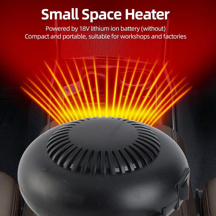 Невеликий обігрівач, 2 швидкості, 18-вольтовий обігрівач на батарейках, портативний електричний вентилятор-обігрівач для невеликих офісів