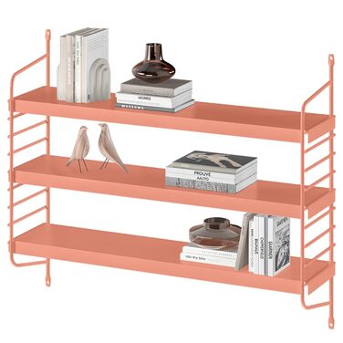 Металева настінна полиця skølm Mimir Плаваюча теракотова полиця Підвісна полиця з 3 регульованими полицями Модульна полиця-струна Вузька металева полиця для вітальні/кухні/ванної кімнати Сучасна кухонна полиця