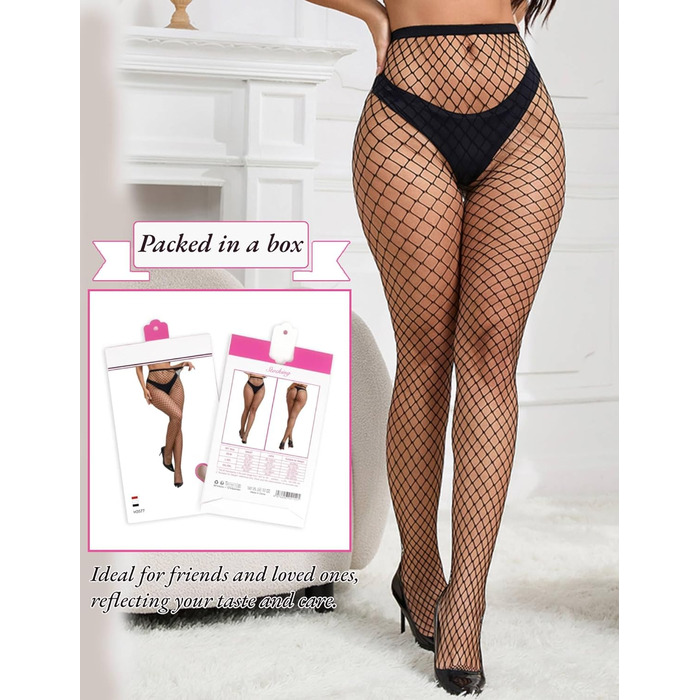 Колготки сітчасті comeondear, великі розміри, чорні, L-XXL