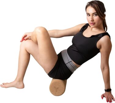 Ролик для фасції, виготовлений зі 100 натурального корка екологічний, нековзний та стабільний йога-ролик для спини, шиї та ніг ідеальний масажний та регенеруючий валик для фітнесу, пілатесу та йоги 300 x 150 мм