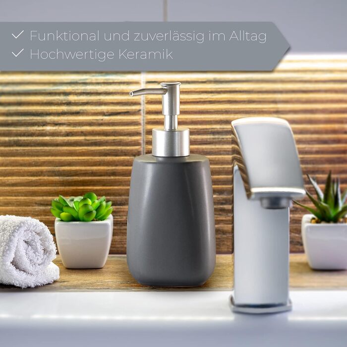 Дозатор мила KADAX з помпою, помповий дозатор з кераміки, дозатор для рідкого мила, миючого засобу, дозатор лосьйону, дозатор миюч