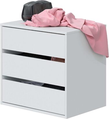 Комод Habitdesign з трьома шухлядами матово-білого кольору, розміри 60 см (ширина) x 57 см (висота) x 44 см (глибина).