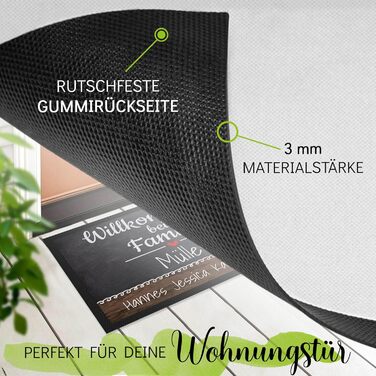 Персоналізований килимок для дверей &quotКоролівський&quot з іменем та власним текстом - Ласкаво просимо до родини - Подарунки на новосілля Нековзний, 60x40 см з гумовим краєм