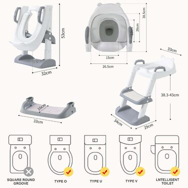 Дитячий дитячий унітаз, крісло для унітазу зі сходами, регульоване крісло для унітазу з поліуретановою підкладкою, стійке до бризо