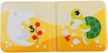 Книжка для купання Chicco з м'якого пластику вивчаємо цифри, кольори та тварин. Легка, зручно відкривається, змінює колір у воді. Для діток від 6 до 36 місяців.
