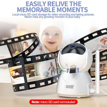 Радіоняня з камерою 4,3-дюймовий відеомонітор 720p 2000mah Батарея Відеозапис Цифрове збільшення Двостороннє аудіо Режим VOX Нічне