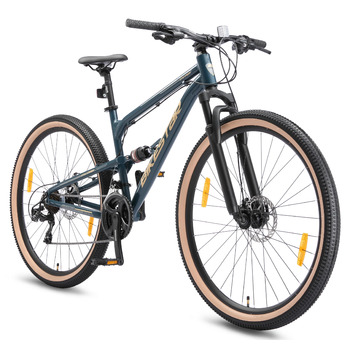 Повністю алюмінієвий гірський велосипед BIKESTAR з 21-швидкісною коробкою передач Shimano, дисковими гальмами, шинами 26, 27,5, 29 дюймів рама 16, 16,5, 17,5 дюймів БЕЗРИЗИКОВА ПРОБА Шини 29 дюймів рама 17,5 дюймів 29 дюймів синього кольору