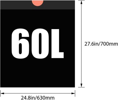 Сміттєві пакети ASelected, 200 шт. , 50-60 л, зі шнурком, сміттєві пакети з ручкою, супергерметичні, 10 рулонів, пакет для сміття зі шнурком, 60 літрів, великий 71 x 64 см, чорний, 60 л-чорний-200 шт.
