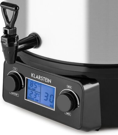 Повністю автоматична машина для консервації, горщик для консервації, електричний, 27 літрів, 2000 Вт, таймер, автоматичне вимкнення, дисплей з відображенням часу та температури, зливний кран, нержавіюча сталь, срібло срібло 27 літрів (цифровий)