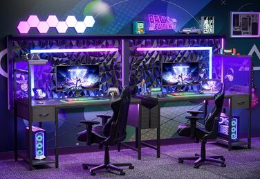 Письмовий стіл 120x50 см з розетками, складний ігровий комп&39ютерний стіл з шухлядою, бічною кишенею та сумкою, великий простір для зберігання, робоча станція з 2 гачками для домашнього офісу 120 x 50 см чорний карбон