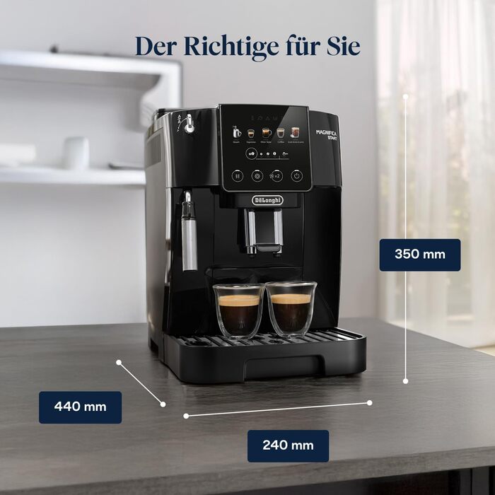 Кавомашина De'Longhi Magnifica Start 4 напої, чорна, система LatteCrema та кольорова сенсорна панель керування