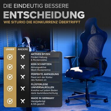 Ергономічне ігрове крісло Запатентоване 3D-з&39єднання сидіння Ігрове крісло на 100 індивідуально регульоване Ігрове крісло Геймерське крісло Комп&39ютерне крісло Крісло для ПК Обертове крісло Підтримка 150 кг Офісне крісло Чорний Tribun