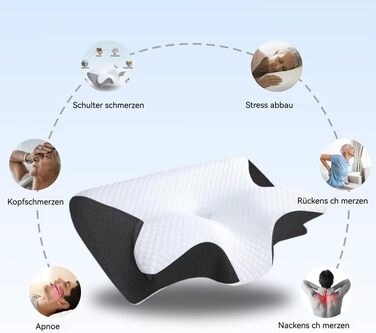 Оригінальна подушка для терапії шиї Pillow Daddy, подушка для сну Pillow Daddy, ергономічна подушка Lunava Comfort для сну на боці, спині та животі, допомагає краще спати (чорна)