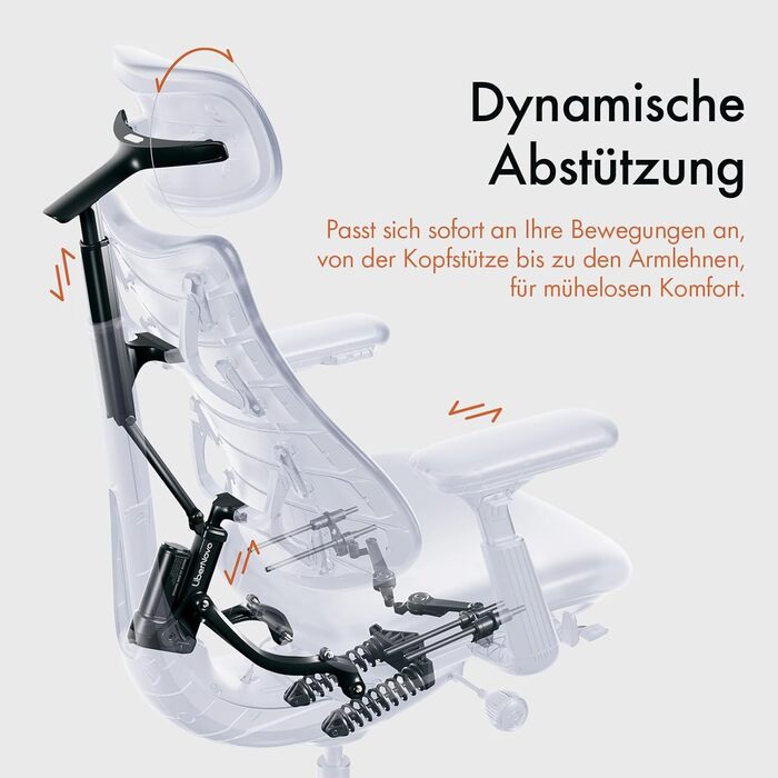 Ергономічне офісне крісло LiberNovo з підставкою для ніг регульоване, адаптивна поперекова підтримка, кут нахилу 160, інтегрована система розтяжки хребта, чорне, глибина сидіння 48 см, колір Північний чорний, крісло 48 см підставка для ніг