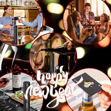 Електричний штопор, подарункова коробка 5-в-1 електрична відкривачка для винних пляшок з різаком для фольги, вакуумною пробкою та наливом вина, акумуляторна батарея USB темна