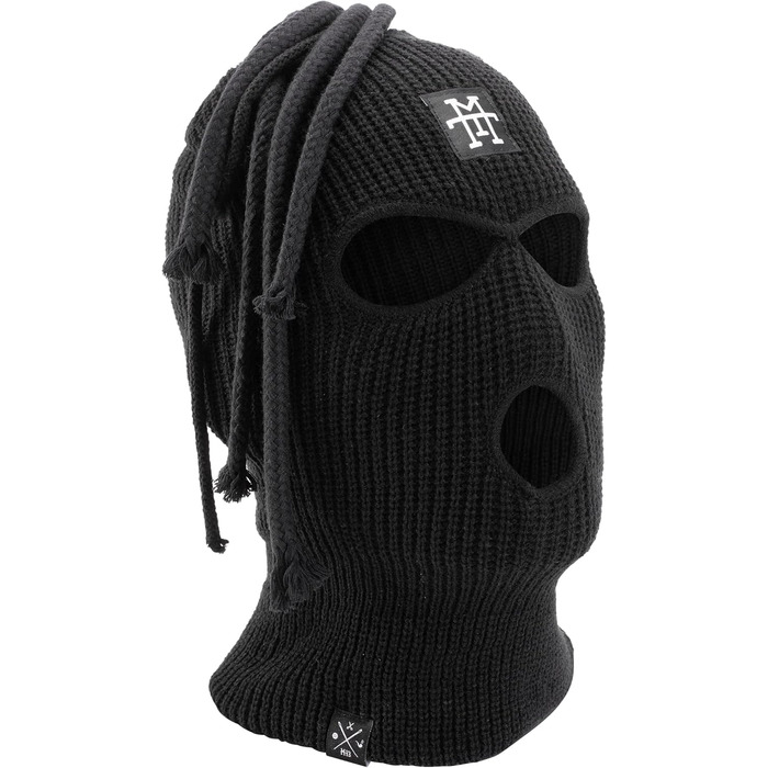 Балаклава Manufaktur13 Dread - лижна маска з 3 отворами та дредами, лижна маска різних кольорів, багатофункціональна маска, еластична/розтяжна, в&39язана, один розмір, чорна