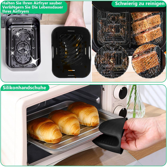 Силіконова форма для аксесуарів для фритюрниці- Аксесуари для фритюрниці Ninja Foodi AF400EU AF500EU Double Stack XL SL400EU 9.5 л, COSORI 8.5 л, аксесуари для двозонної фритюрниці, аксесуари для фритюрниці