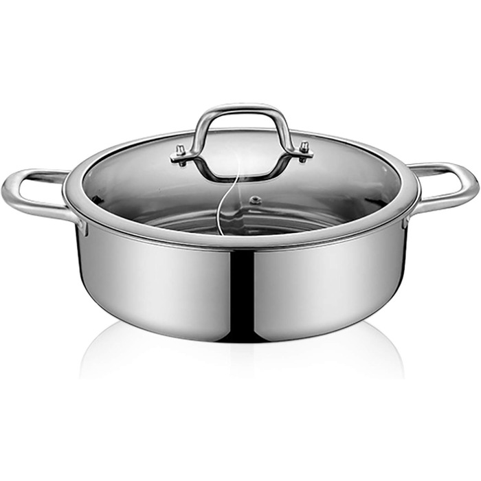 З нержавіючої сталі з роздільником Окремий гарячий горщик з роздільником для домашнього ресторану 28см