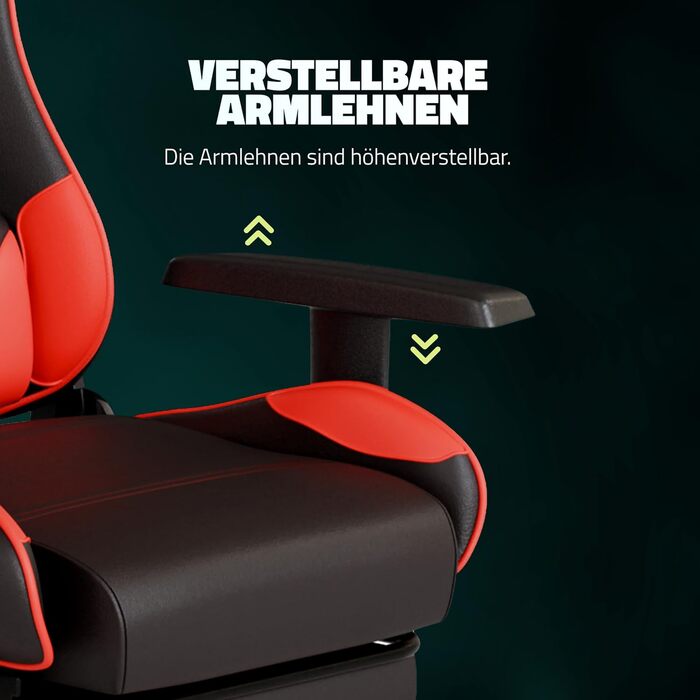 Ергономічне офісне крісло Game Hero - Ігрове крісло з подушкою для стегон та підголівником - Геймерське крісло з підставкою для ніг - Шкіряне крісло для роботи, Ігрове крісло до 125 кг - Winner X1 (червоне)