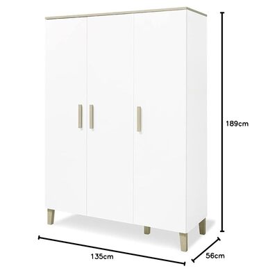 Шафа PINOLINO Lumi, велика, біла з дубом, з каркасом із справжнього дерева