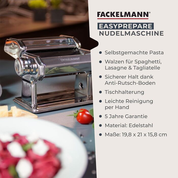 Машина для пасти Fackelmann easyprepare насадки для лазаньї, тальятеле та спагеті, з кріпленням до столу та протиковзанням