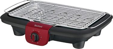 Електричний гриль Tefal Easygrill Adjust BG90F5 з підставкою для вулиці та можливістю використання як настільний, 2300 Вт, площа гриля 870 см, легке очищення, чорний/бордовий