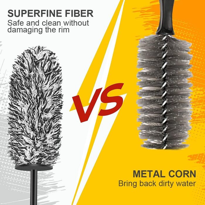 Щітка для дисків для алюмінієвих дисків, щітка для дисків з мікрофібри преміум-класу для особливо дбайливого очищення до самого кр